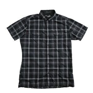 Kuhl Eluxur (Mens Small) Button Up Shirt Blue Plaid Short Sleeve Hiking Outdoors